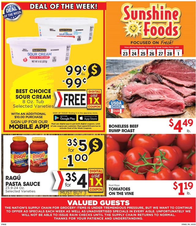 Sunshine Foods Ad from 02/23/2022