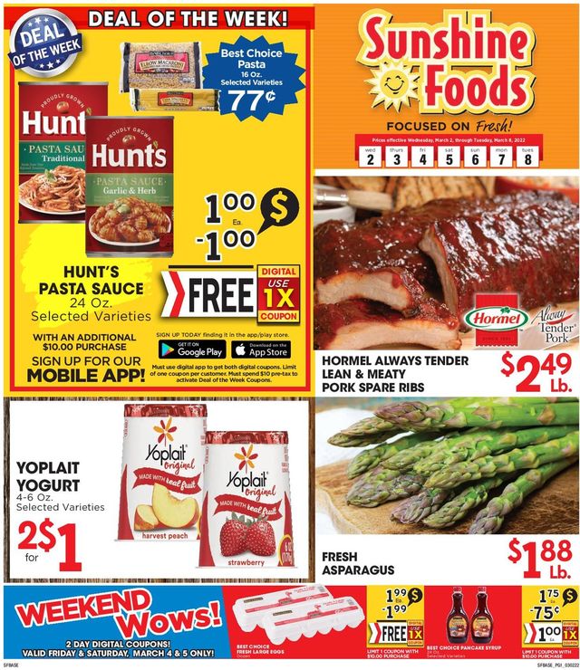 Sunshine Foods Ad from 03/02/2022