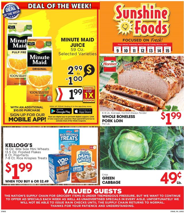 Sunshine Foods Ad from 03/09/2022