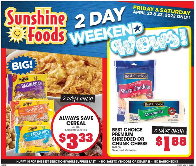 Sunshine Foods Ad from 04/20/2022