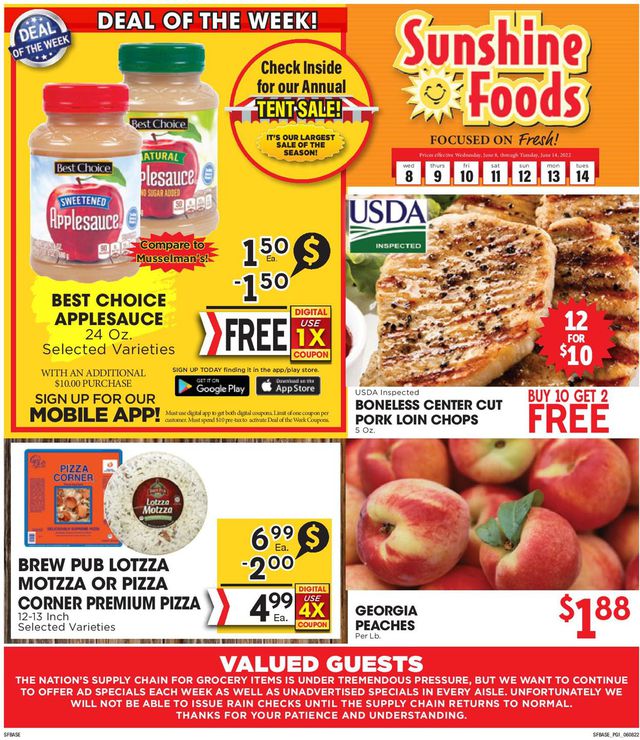 Sunshine Foods Ad from 06/08/2022