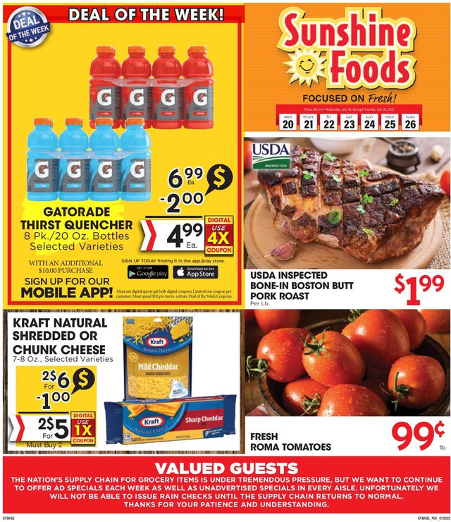 Sunshine Foods Ad from 07/20/2022