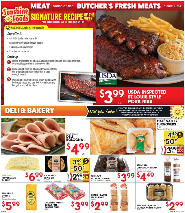 Sunshine Foods Ad from 07/27/2022
