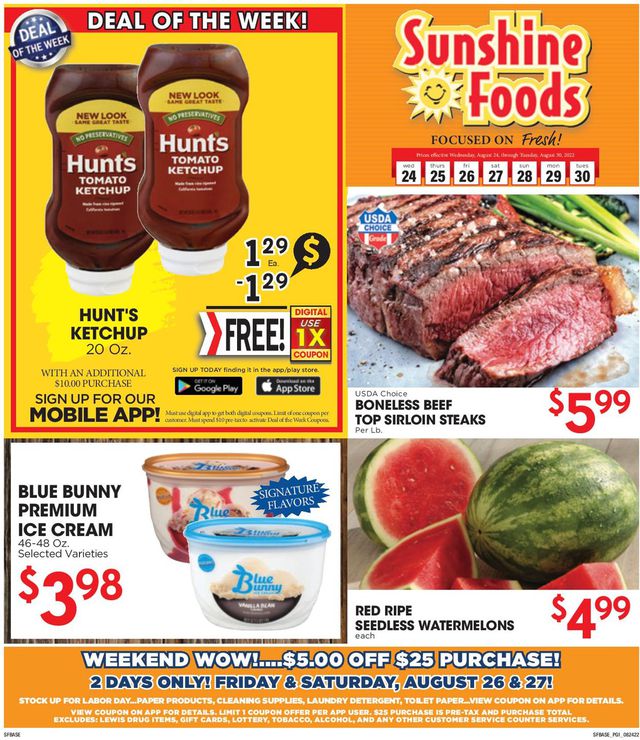 Sunshine Foods Ad from 08/24/2022