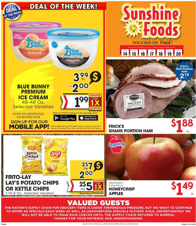 Sunshine Foods Ad from 09/14/2022