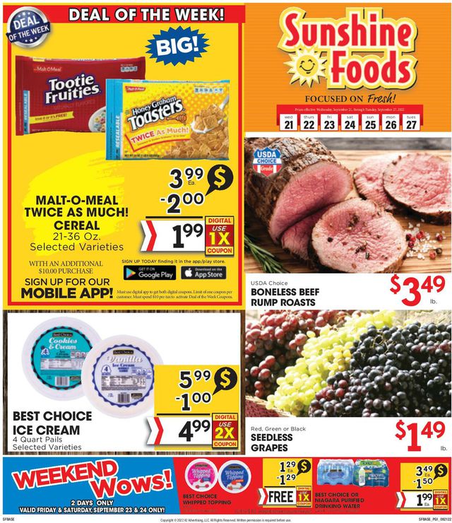Sunshine Foods Ad from 09/21/2022