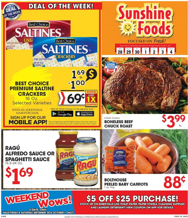Sunshine Foods Ad from 09/28/2022