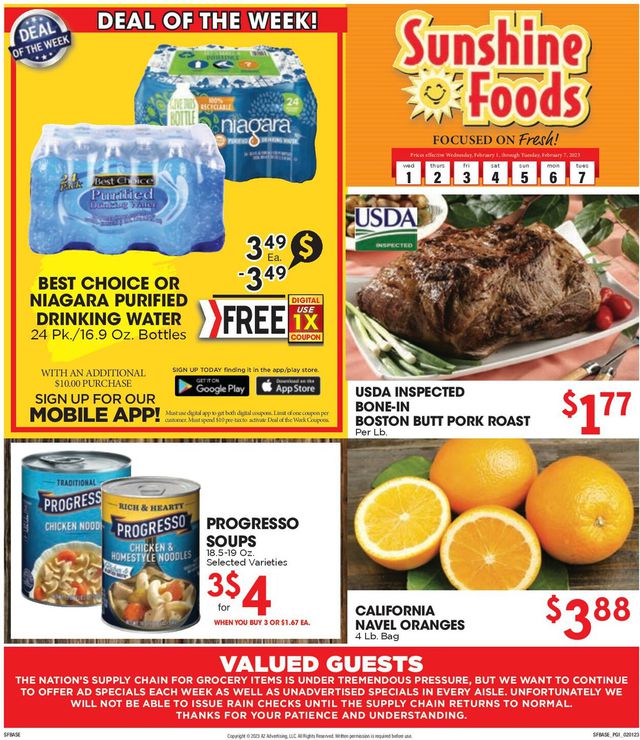 Sunshine Foods Ad from 02/01/2023