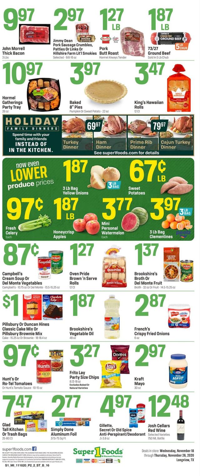 Super 1 Foods Ad from 11/18/2020