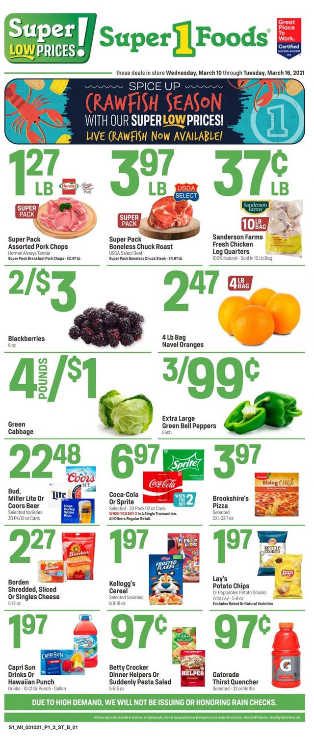 Super 1 Foods Ad from 03/10/2021