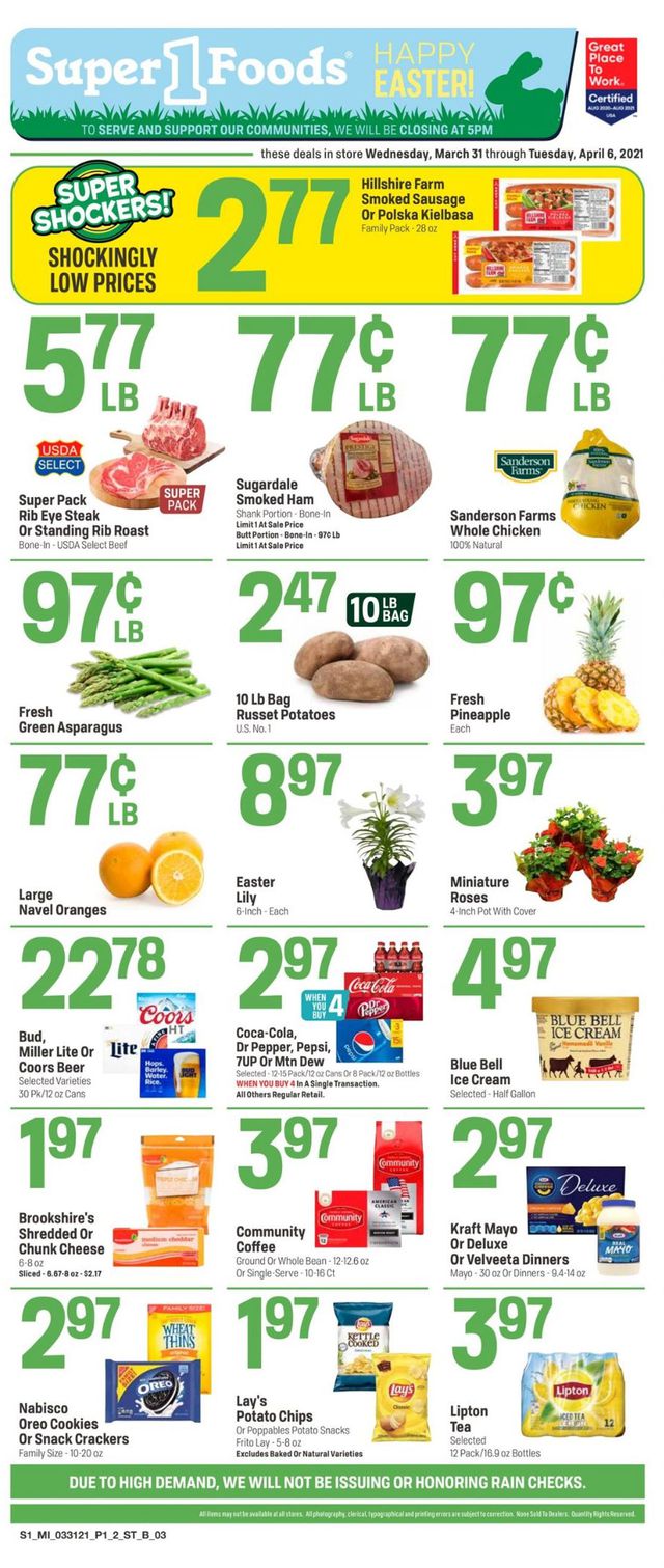 Super 1 Foods Ad from 03/31/2021