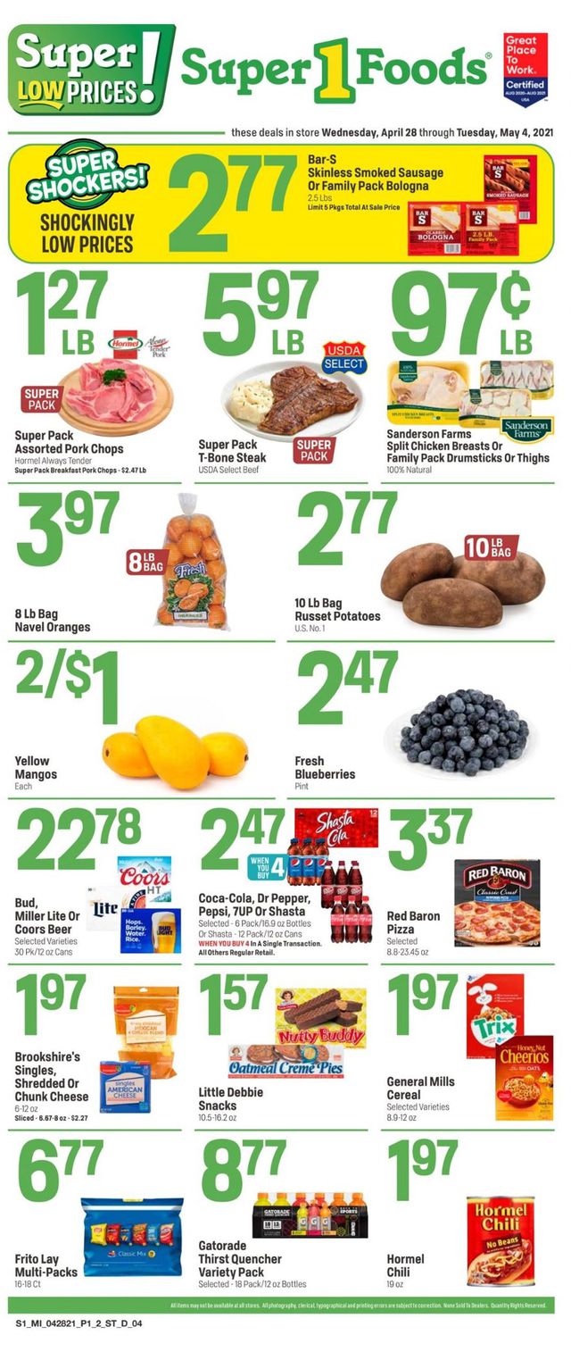 Super 1 Foods Ad from 04/28/2021