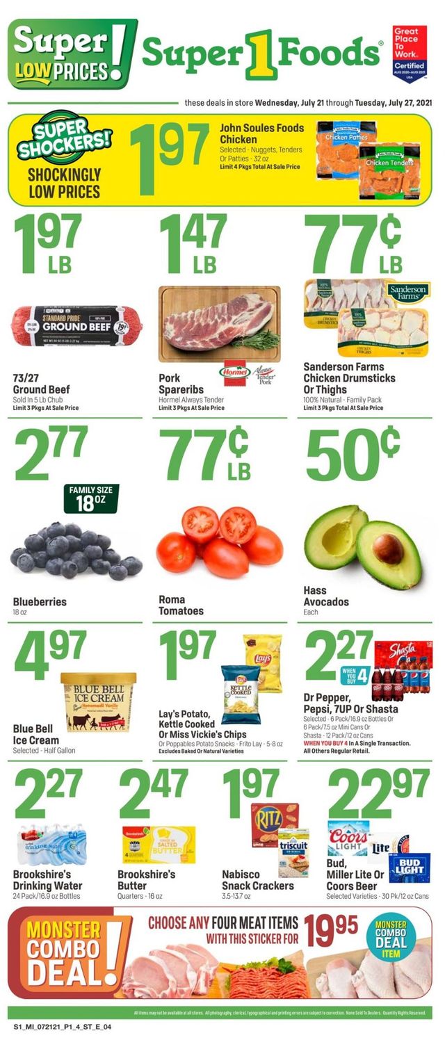 Super 1 Foods Ad from 07/21/2021