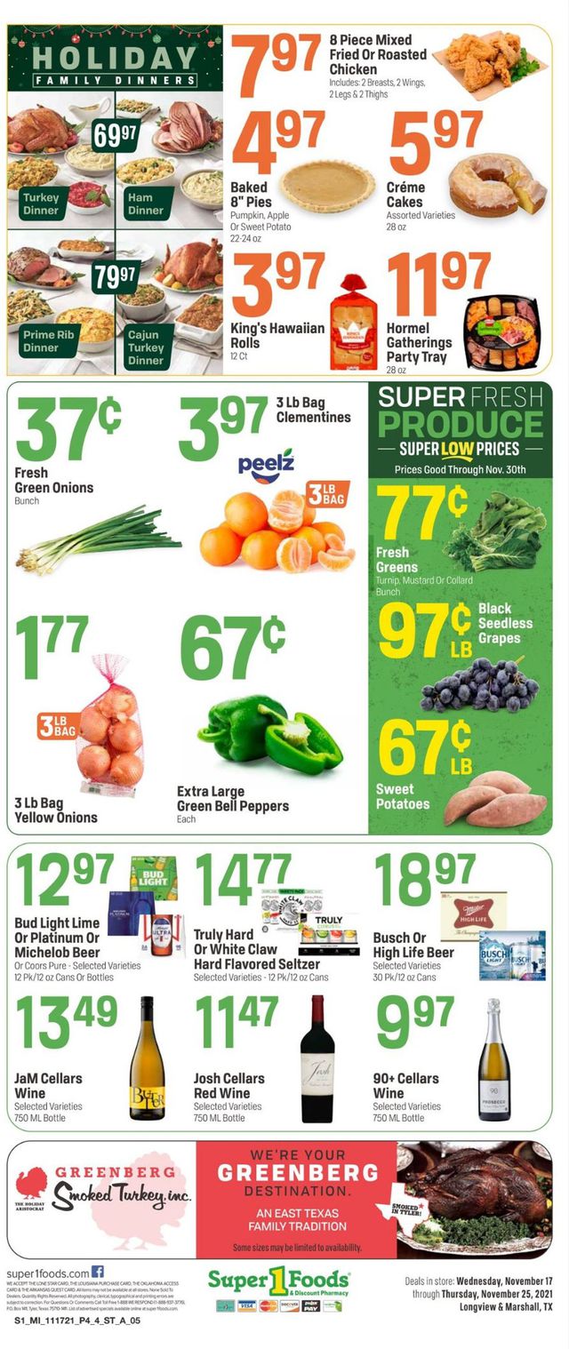 Super 1 Foods Ad from 11/17/2021