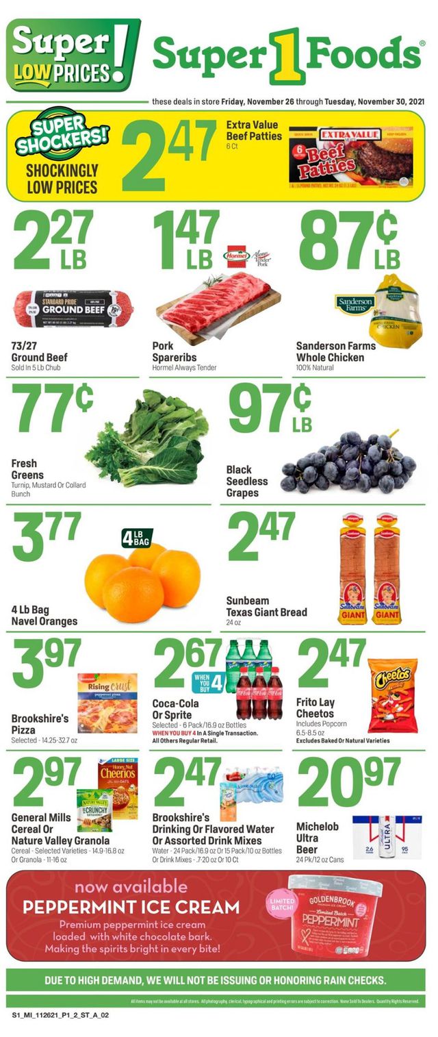 Super 1 Foods Ad from 11/26/2021