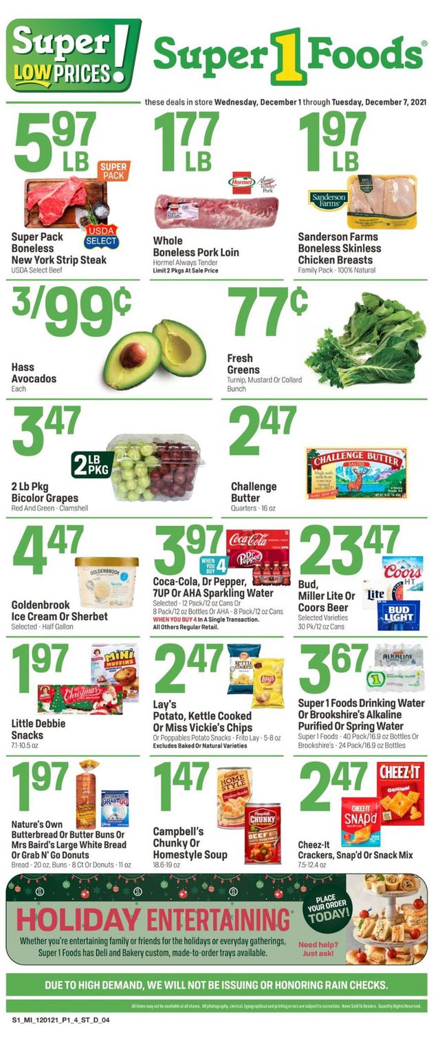 Super 1 Foods Ad from 12/01/2021