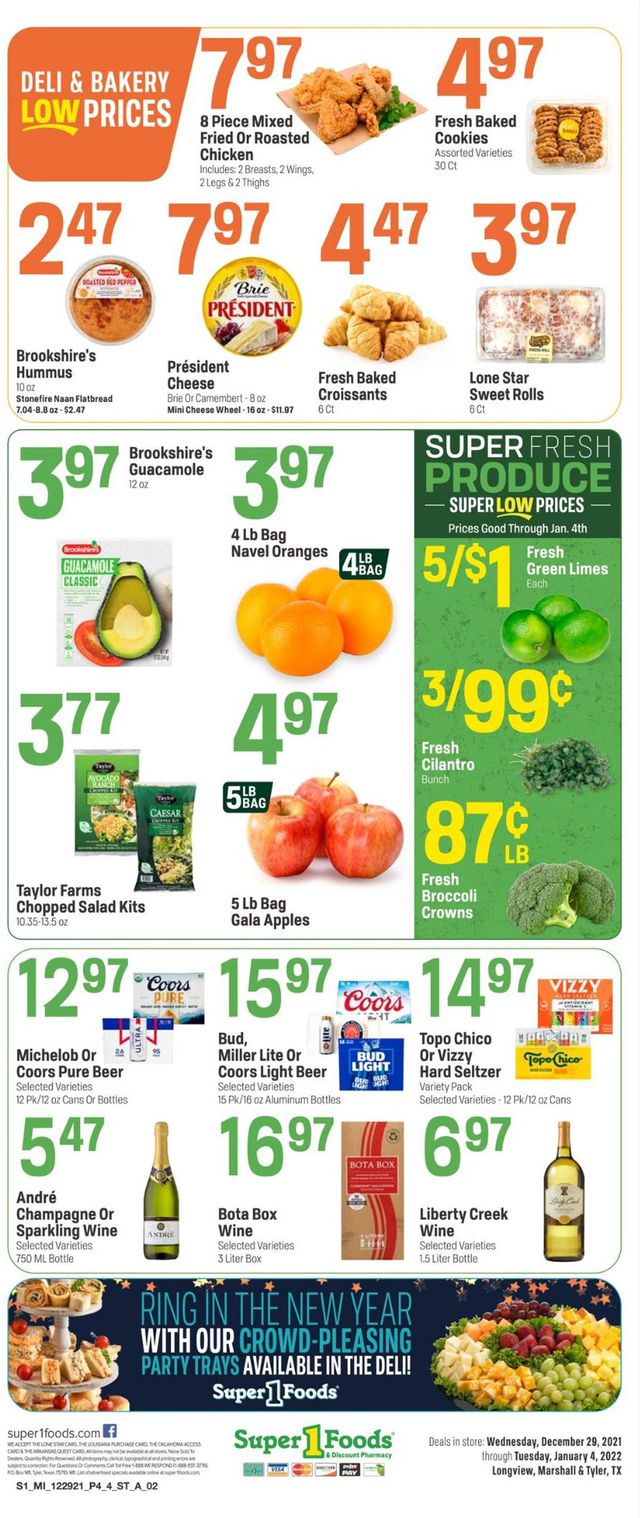 Super 1 Foods Ad from 12/29/2021