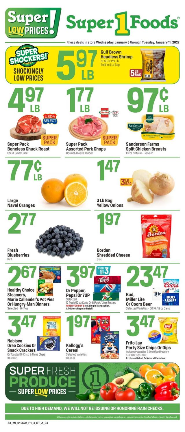 Super 1 Foods Ad from 01/05/2022