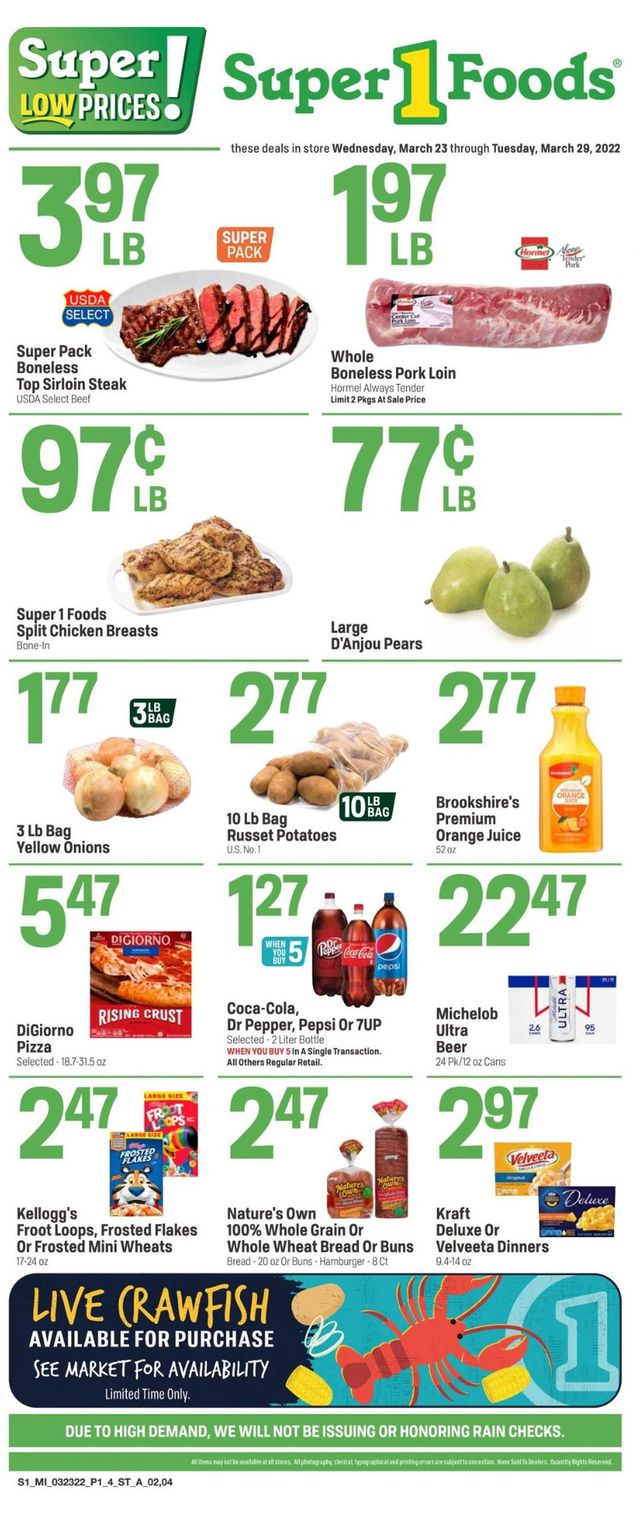 Super 1 Foods Ad from 03/23/2022