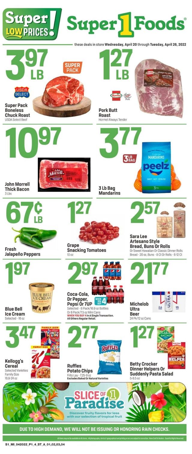 Super 1 Foods Ad from 04/20/2022