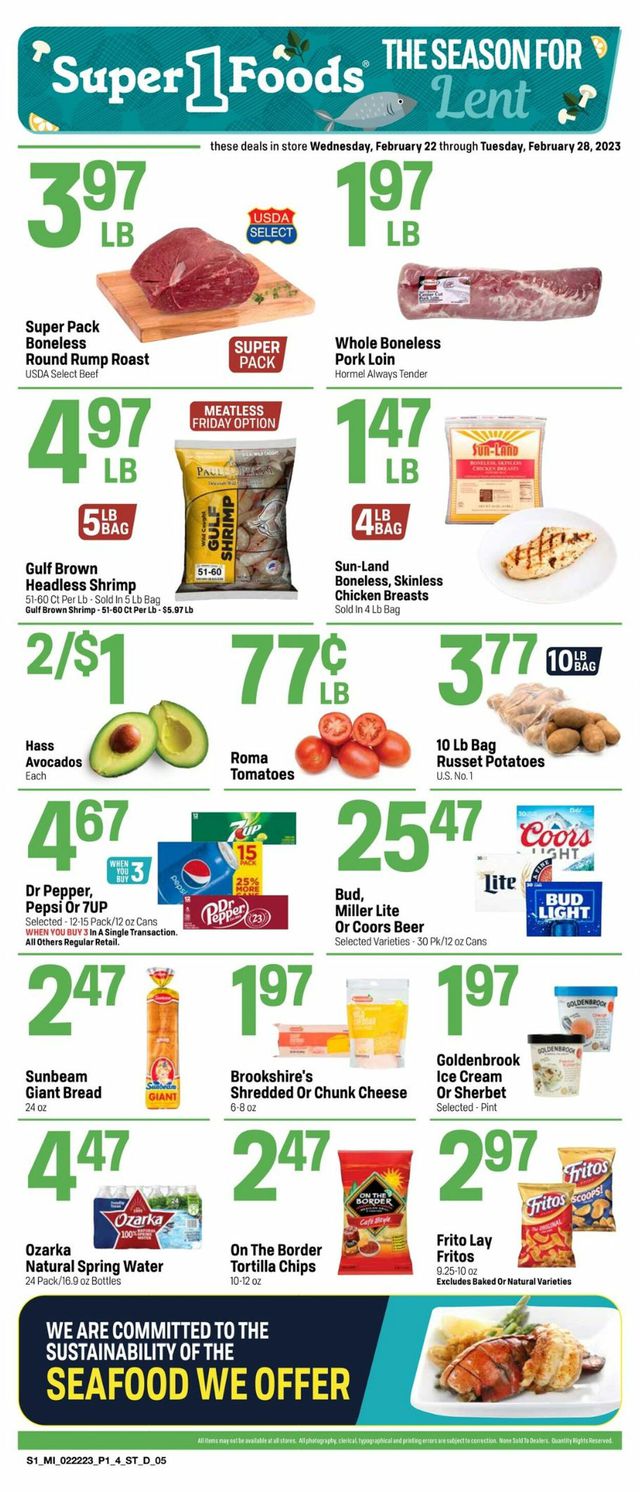 Super 1 Foods Ad from 02/22/2023
