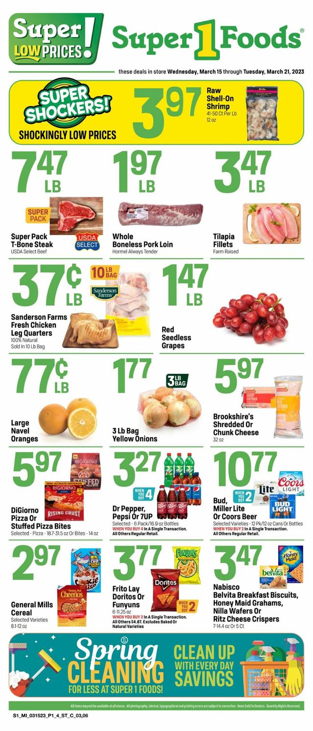 Super 1 Foods Ad from 03/15/2023