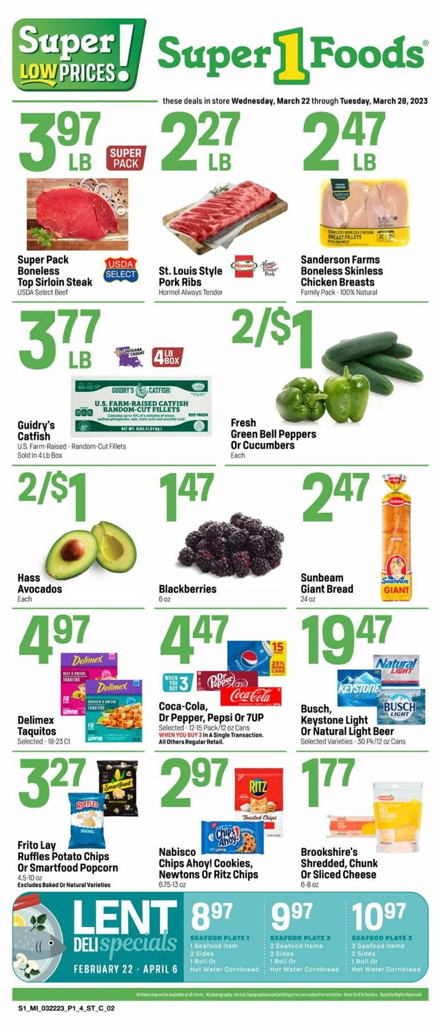 Super 1 Foods Ad from 03/22/2023