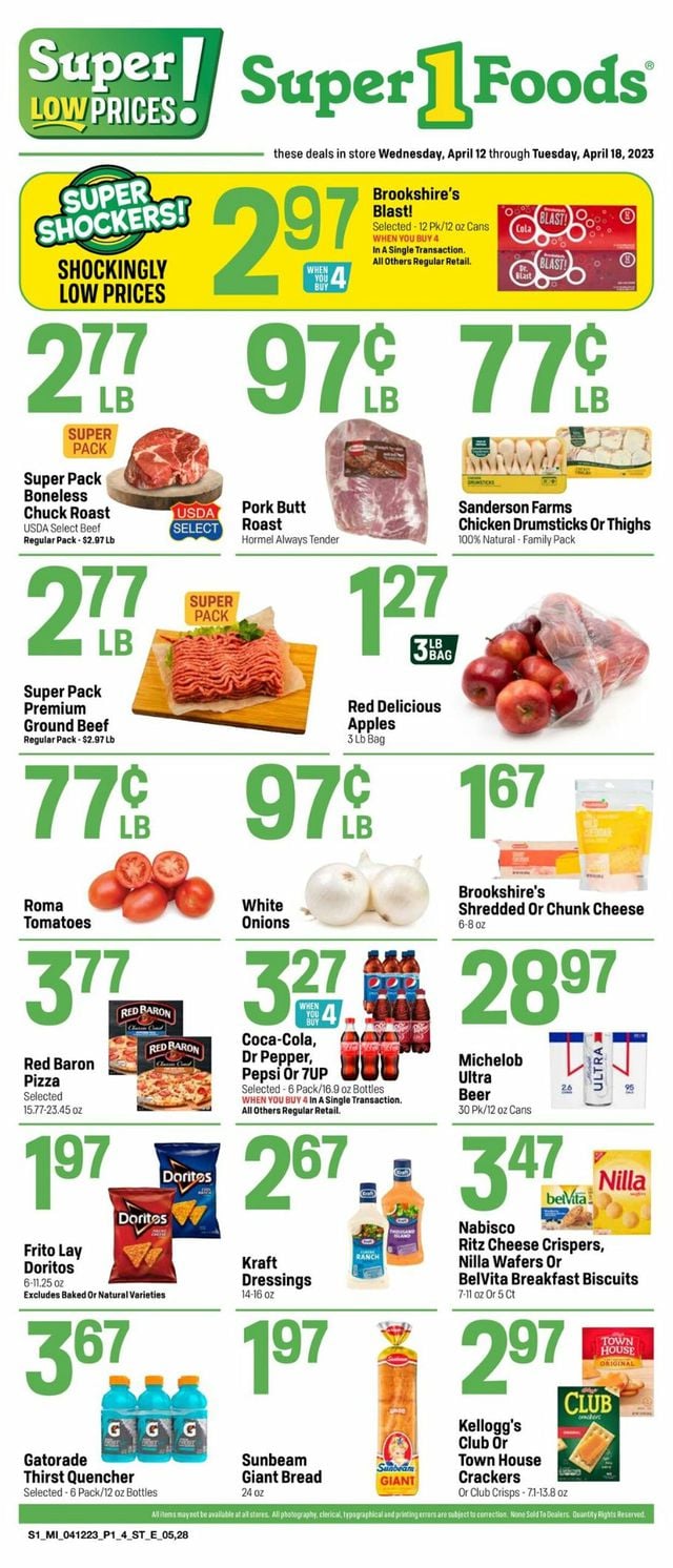 Super 1 Foods Ad from 04/12/2023