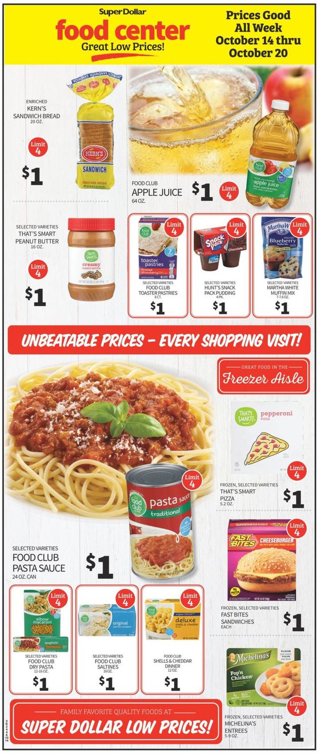 Super Dollar Food Center Ad from 10/14/2020