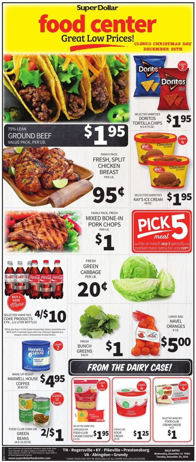 Super Dollar Food Center Ad from 12/23/2020