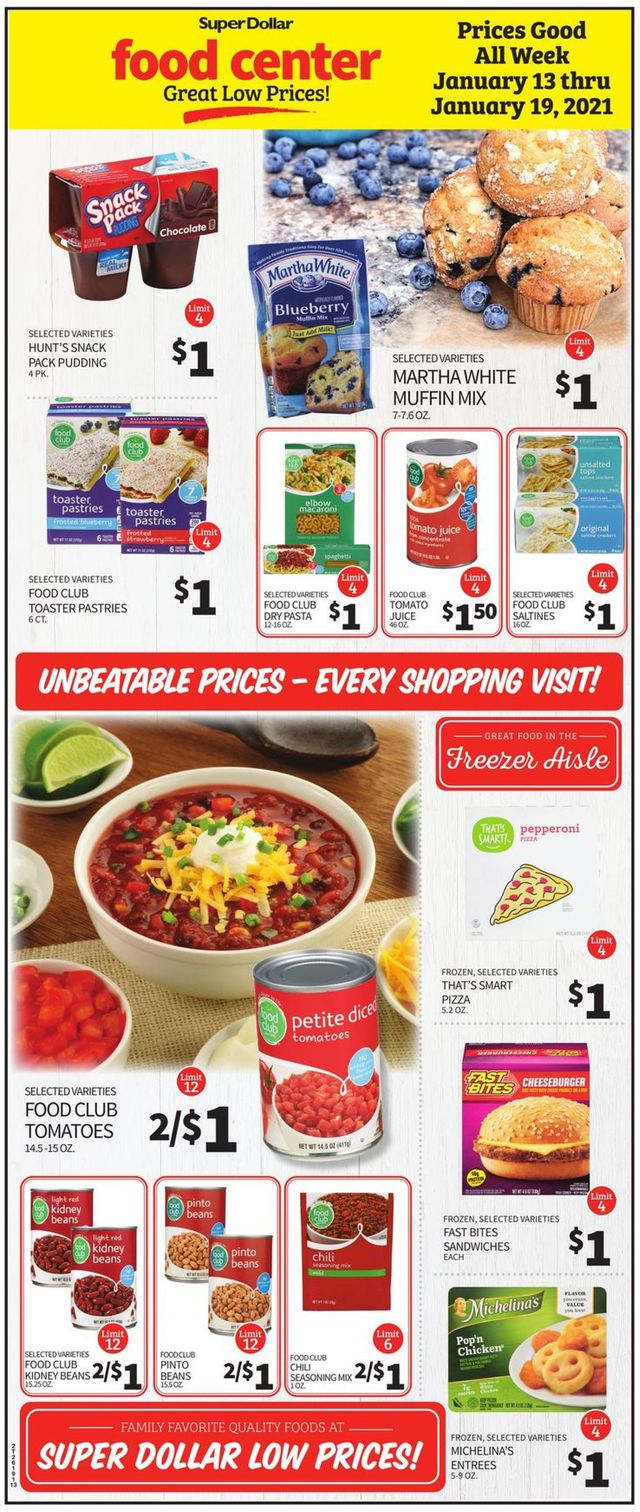 Super Dollar Food Center Ad from 01/13/2021