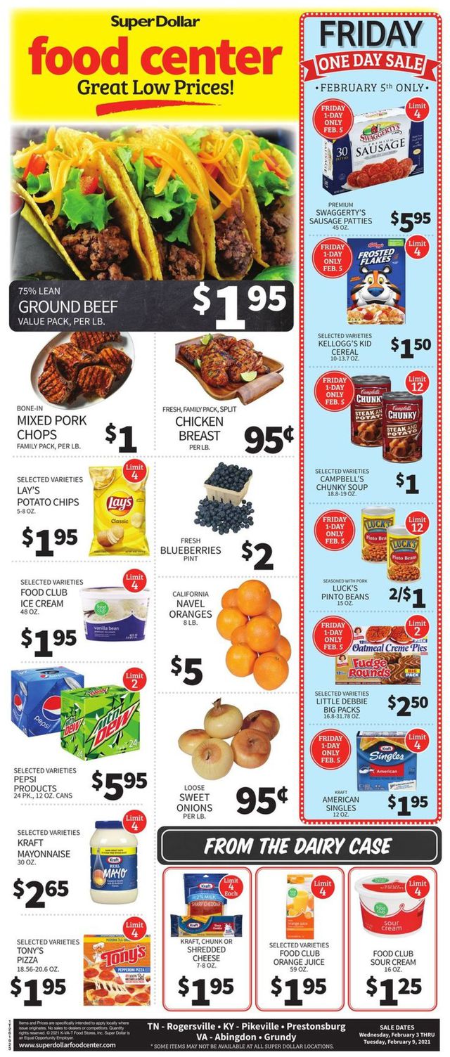 Super Dollar Food Center Ad from 02/03/2021