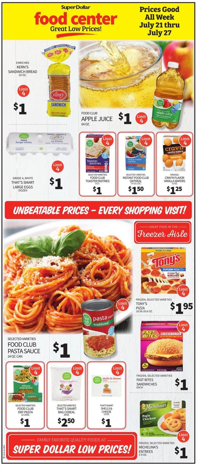 Super Dollar Food Center Ad from 07/21/2021
