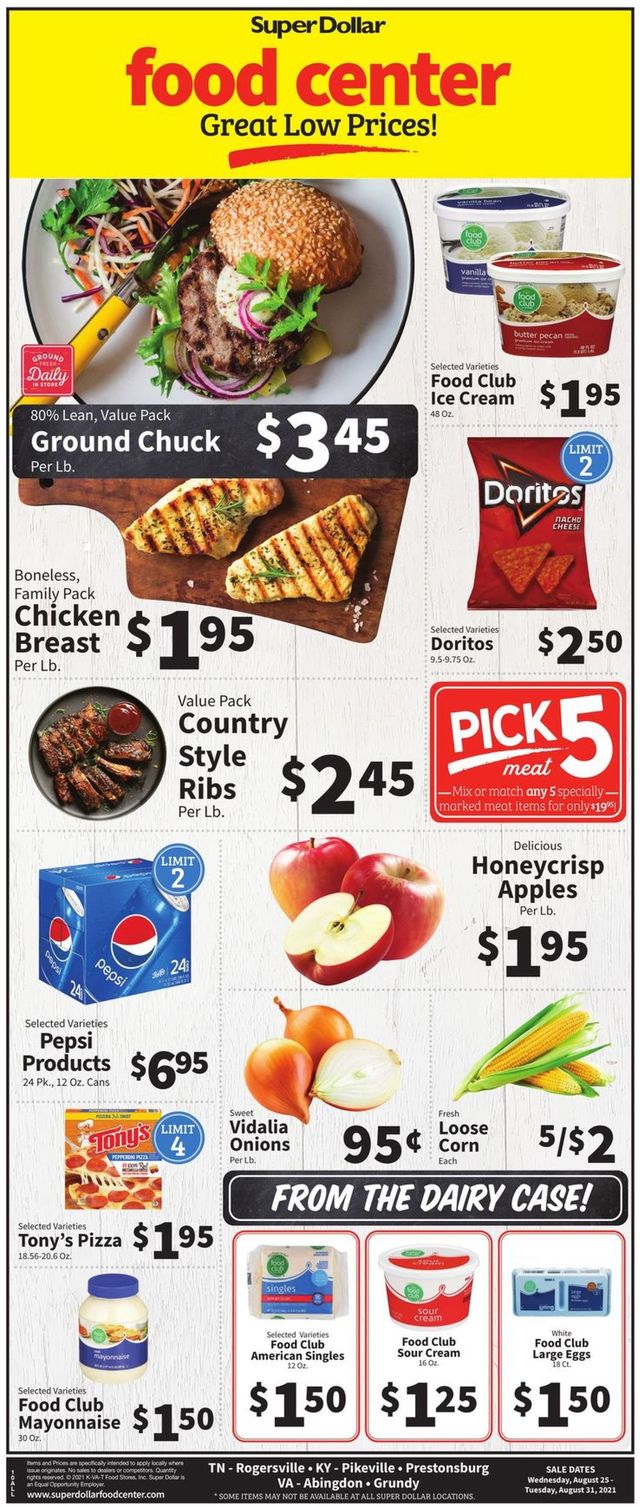 Super Dollar Food Center Ad from 08/25/2021