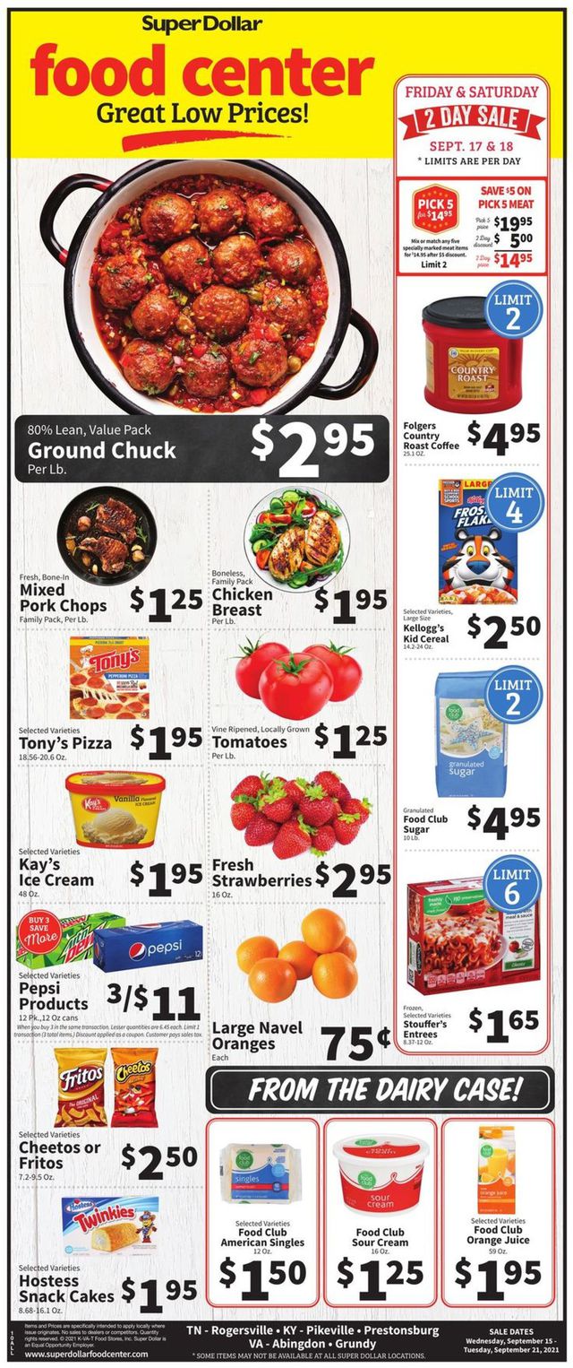Super Dollar Food Center Ad from 09/15/2021