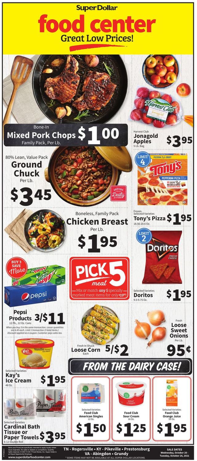Super Dollar Food Center Ad from 10/20/2021