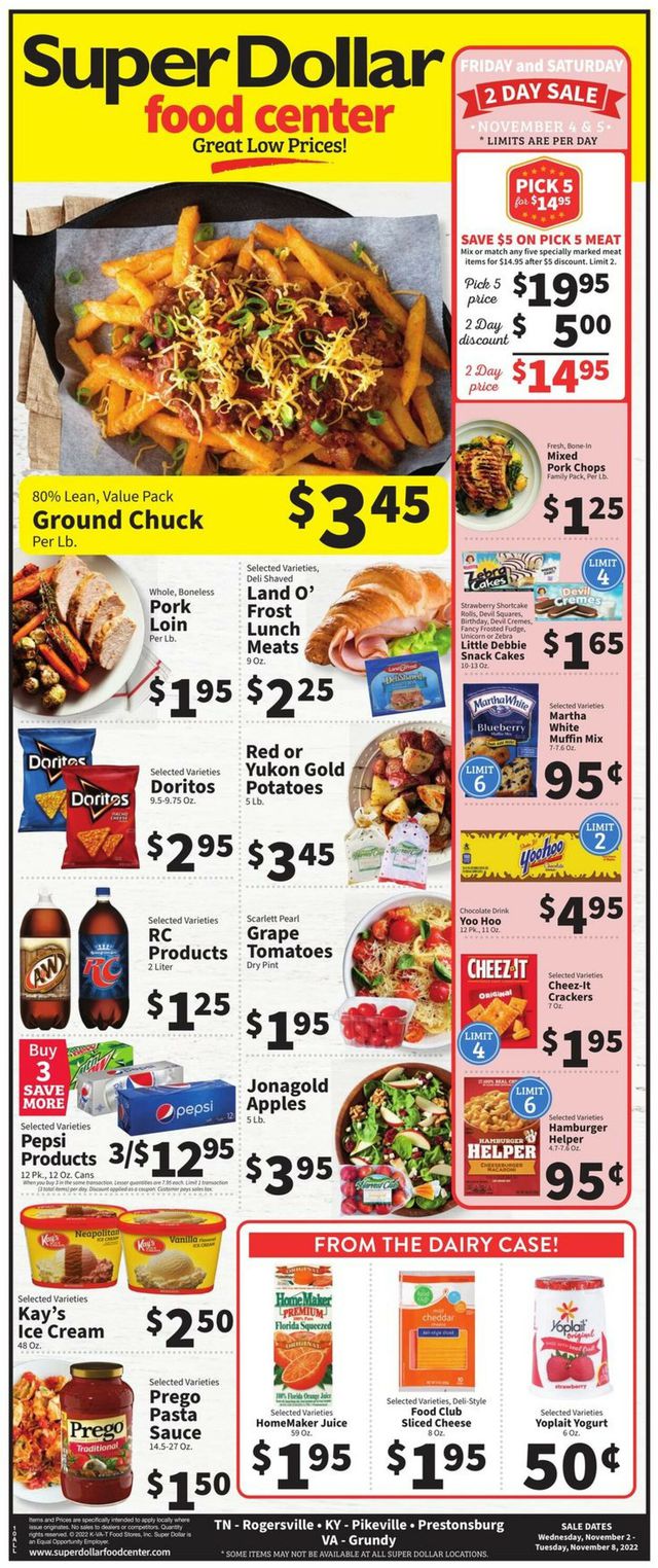 Super Dollar Food Center Ad from 11/02/2022