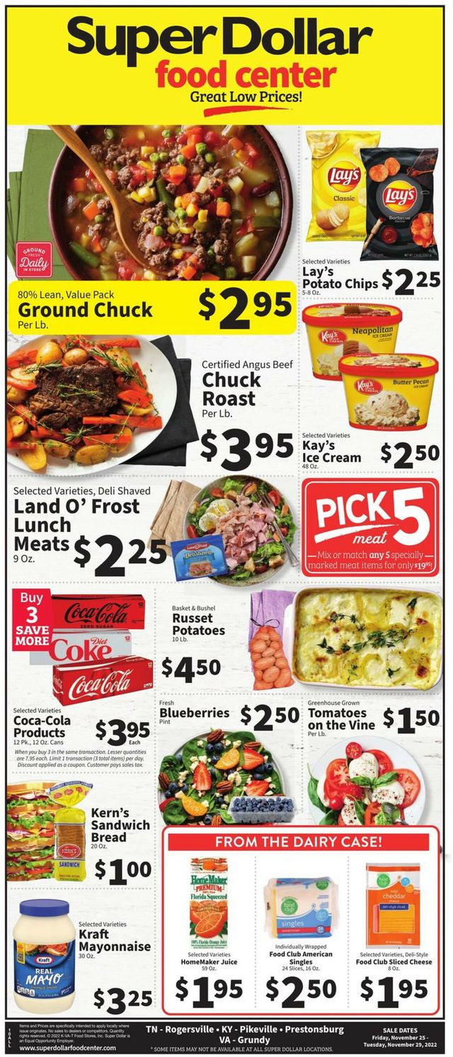 Super Dollar Food Center Ad from 11/25/2022