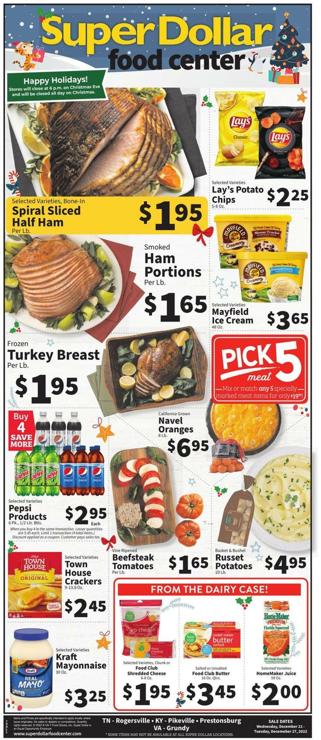 Super Dollar Food Center Ad from 12/21/2022