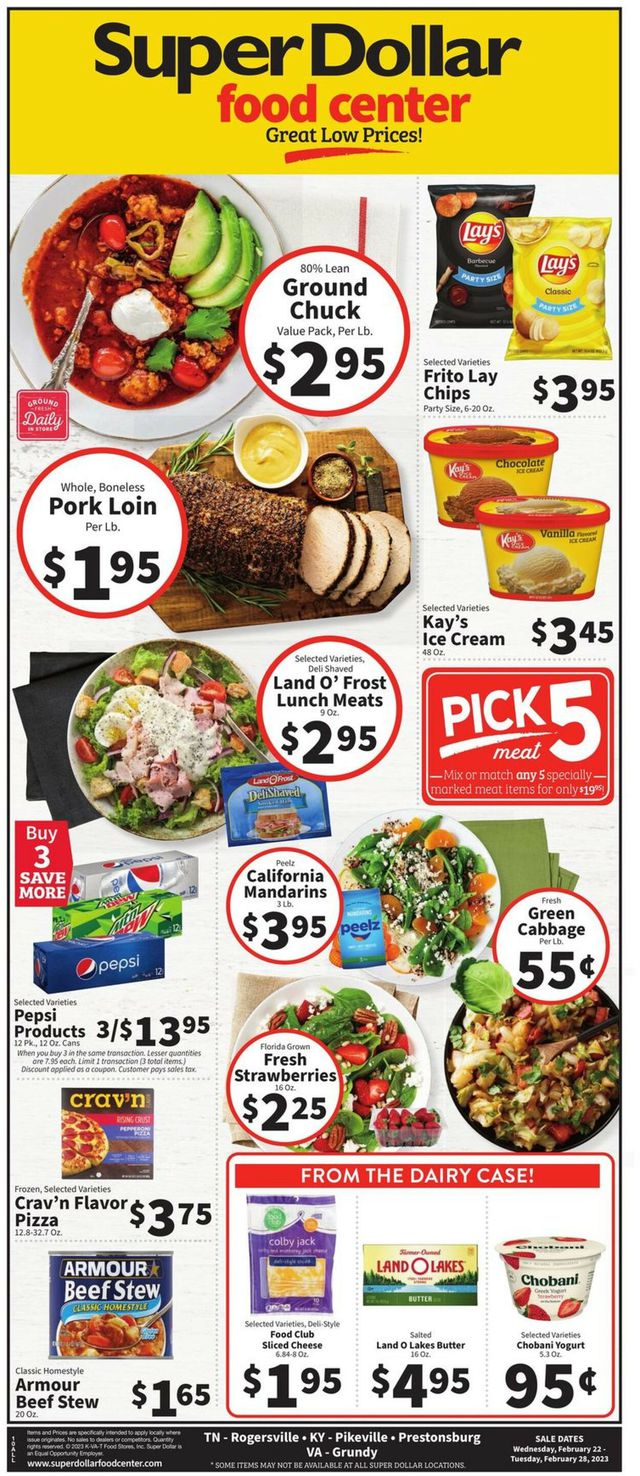 Super Dollar Food Center Ad from 02/22/2023
