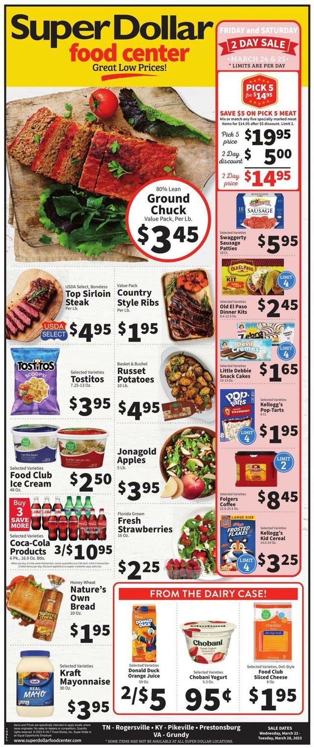 Super Dollar Food Center Ad from 03/22/2023