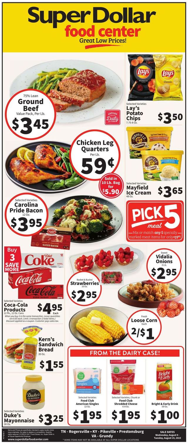 Super Dollar Food Center Ad from 08/09/2023