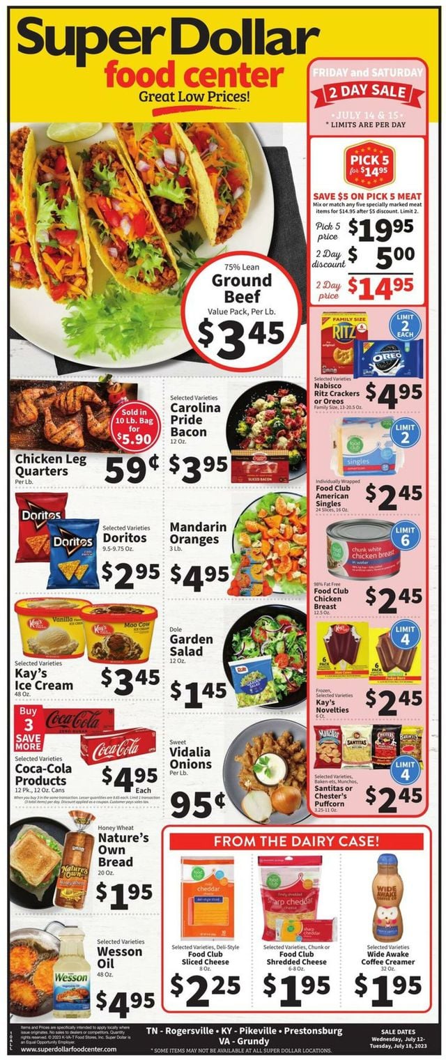 Super Dollar Food Center Ad from 07/12/2023
