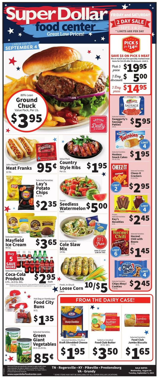 Super Dollar Food Center Ad from 08/30/2023
