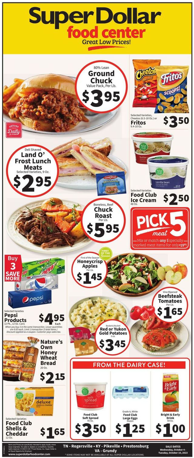 Super Dollar Food Center Ad from 10/04/2023