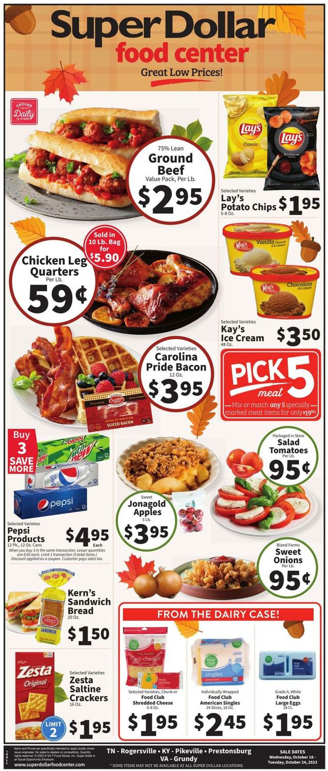 Super Dollar Food Center Ad from 10/18/2023