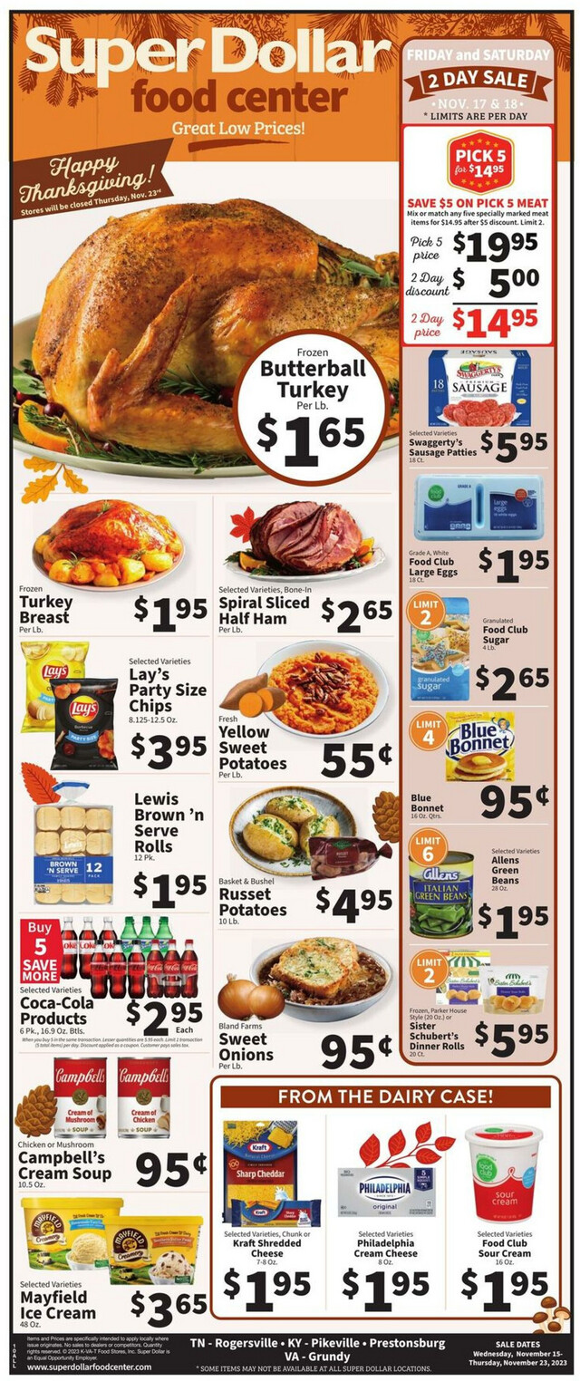 Super Dollar Food Center Ad from 11/15/2023