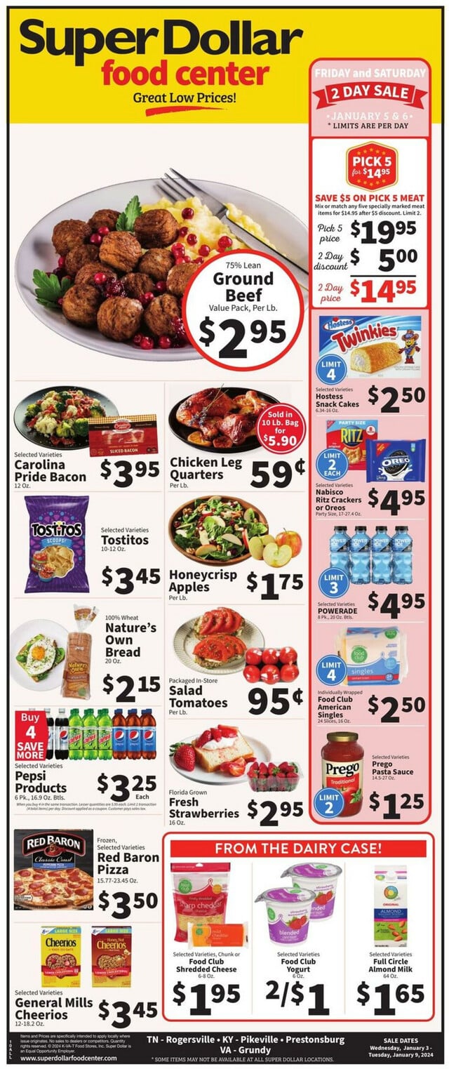 Super Dollar Food Center Ad from 01/03/2024