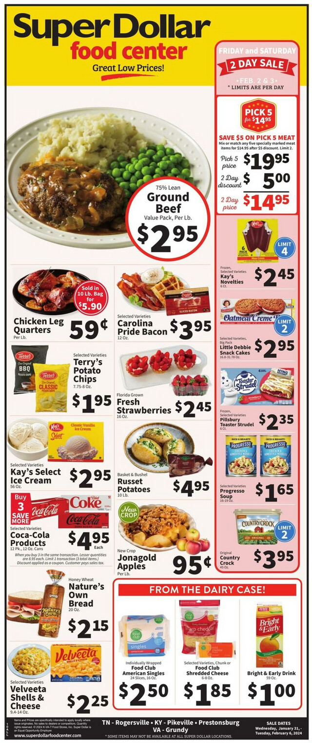Super Dollar Food Center Ad from 01/31/2024