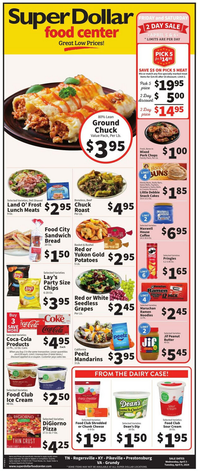 Super Dollar Food Center Ad from 04/03/2024